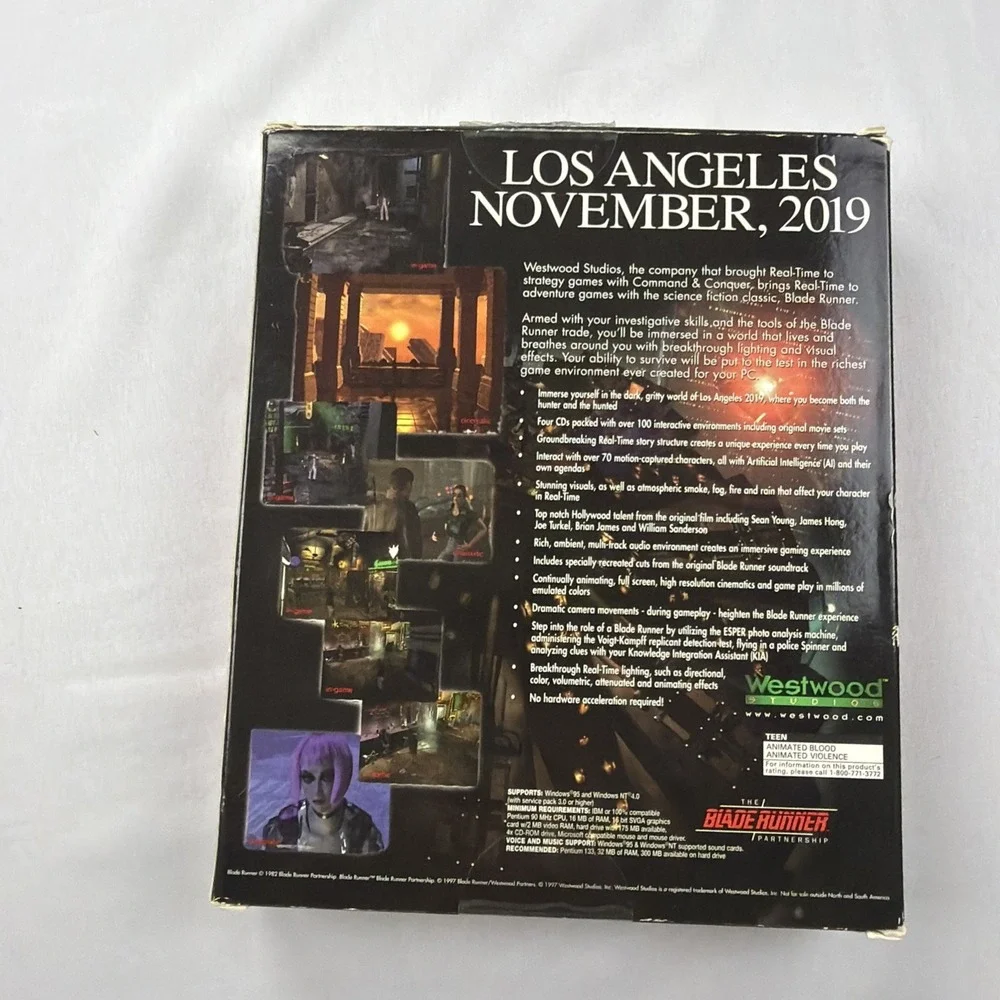Blade Runner PC Big Box 1997 Vintage Computer Game Westwood 4 Discs
